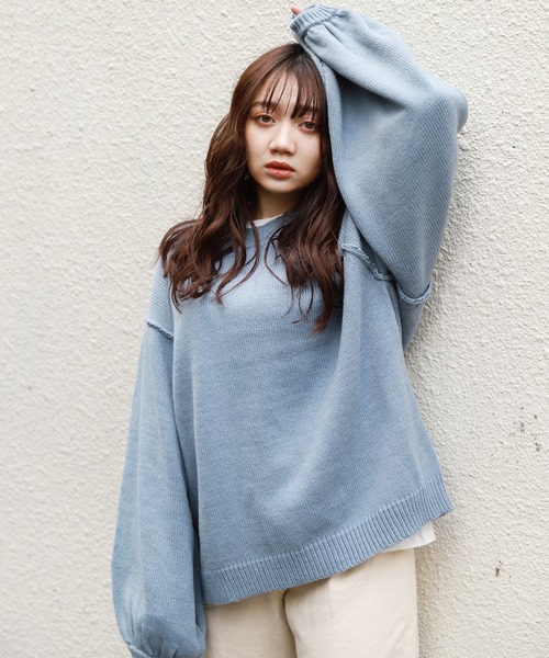 apres jour（アプレジュール）の「切り替えデザインビッグニット【ZOZOTOWN限定アイテム】（ニット/セーター・レディース・ライトブルー/ミント/モカ/ライトベージュ・フリー）」の4枚目の写真