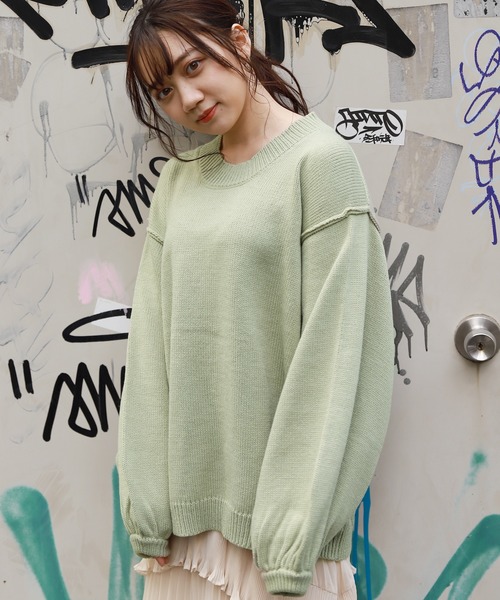 apres jour（アプレジュール）の「切り替えデザインビッグニット【ZOZOTOWN限定アイテム】（ニット/セーター・レディース・ライトブルー/ミント/モカ/ライトベージュ・フリー）」の5枚目の写真