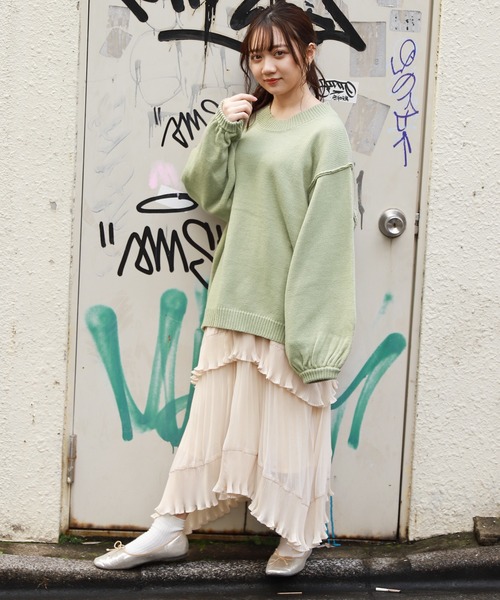 apres jour（アプレジュール）の「切り替えデザインビッグニット【ZOZOTOWN限定アイテム】（ニット/セーター・レディース・ライトブルー/ミント/モカ/ライトベージュ・フリー）」の8枚目の写真