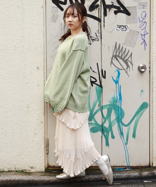 apres jour（アプレジュール）の「切り替えデザインビッグニット【ZOZOTOWN限定アイテム】（ニット/セーター・レディース・ライトブルー/ミント/モカ/ライトベージュ・フリー）」の9枚目の写真