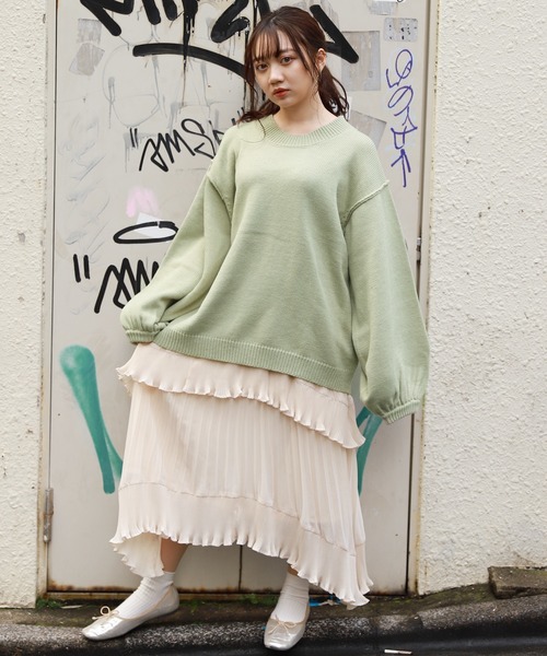 apres jour（アプレジュール）の「切り替えデザインビッグニット【ZOZOTOWN限定アイテム】（ニット/セーター・レディース・ライトブルー/ミント/モカ/ライトベージュ・フリー）」の10枚目の写真