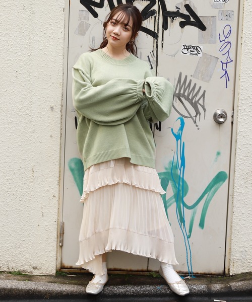 apres jour（アプレジュール）の「切り替えデザインビッグニット【ZOZOTOWN限定アイテム】（ニット/セーター・レディース・ライトブルー/ミント/モカ/ライトベージュ・フリー）」の11枚目の写真