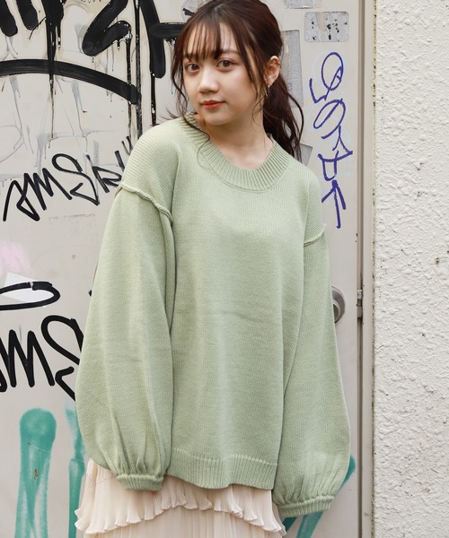 apres jour（アプレジュール）の「切り替えデザインビッグニット【ZOZOTOWN限定アイテム】（ニット/セーター・レディース・ライトブルー/ミント/モカ/ライトベージュ・フリー）」の6枚目の写真