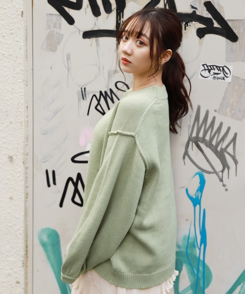 apres jour（アプレジュール）の「切り替えデザインビッグニット【ZOZOTOWN限定アイテム】（ニット/セーター・レディース・ライトブルー/ミント/モカ/ライトベージュ・フリー）」の7枚目の写真