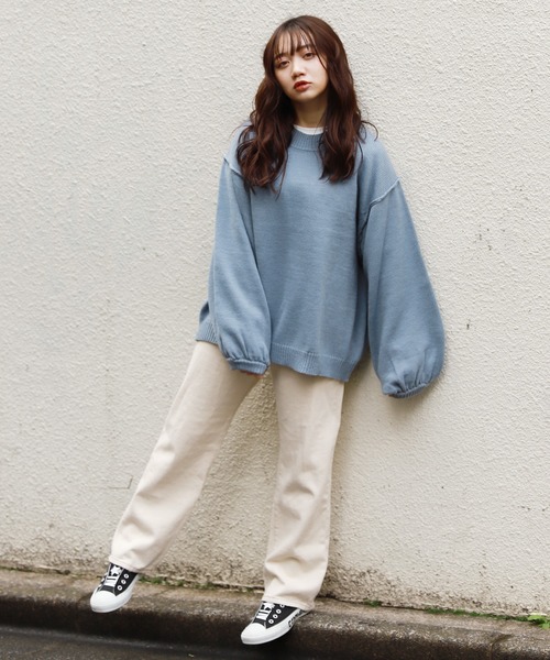 apres jour（アプレジュール）の「切り替えデザインビッグニット【ZOZOTOWN限定アイテム】（ニット/セーター・レディース・ライトブルー/ミント/モカ/ライトベージュ・フリー）」の15枚目の写真