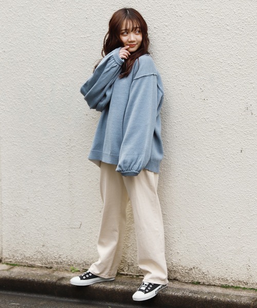 apres jour（アプレジュール）の「切り替えデザインビッグニット【ZOZOTOWN限定アイテム】（ニット/セーター・レディース・ライトブルー/ミント/モカ/ライトベージュ・フリー）」の16枚目の写真