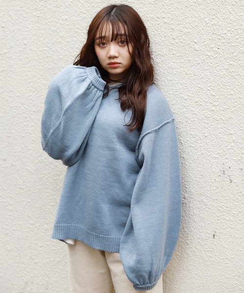 apres jour（アプレジュール）の「切り替えデザインビッグニット【ZOZOTOWN限定アイテム】（ニット/セーター・レディース・ライトブルー/ミント/モカ/ライトベージュ・フリー）」の12枚目の写真