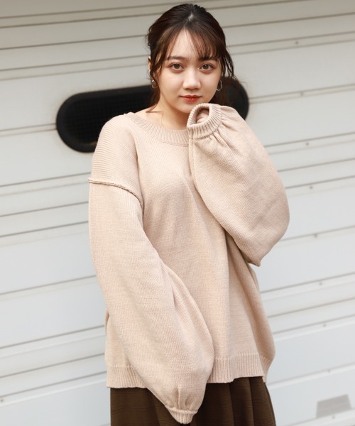 apres jour（アプレジュール）の「切り替えデザインビッグニット【ZOZOTOWN限定アイテム】（ニット/セーター・レディース・ライトブルー/ミント/モカ/ライトベージュ・フリー）」の18枚目の写真