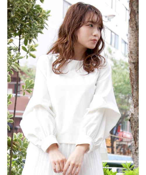 dazzlin（ダズリン）の「ボリュームスリーブプルオーバー（Tシャツ/カットソー・レディース・ブラウン/アイボリー/ミント・FREE）」の2枚目の写真