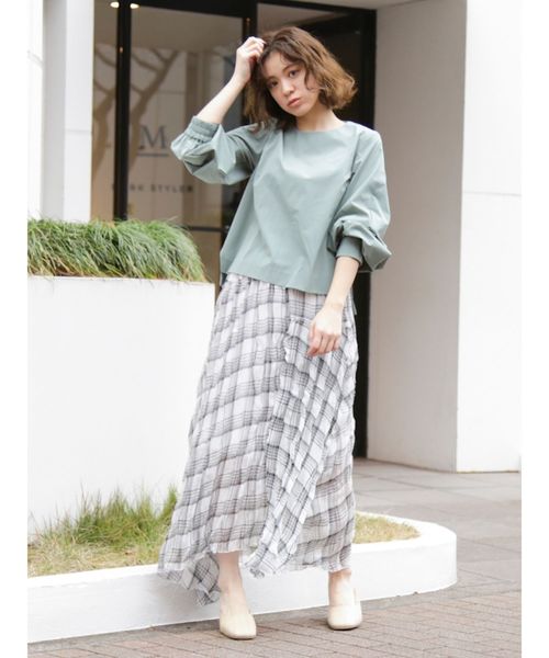 dazzlin（ダズリン）の「ボリュームスリーブプルオーバー（Tシャツ/カットソー・レディース・ブラウン/アイボリー/ミント・FREE）」の4枚目の写真