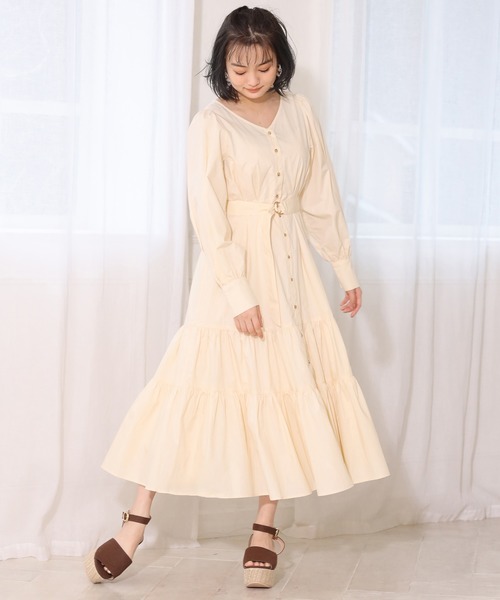 one after another NICE CLAUP（ワンアフターアナザーナイスクラップ）の「ティアードロングワンピース（ワンピース・レディース・イエロー/グリーン/アイボリー・FREE）」の2枚目の写真