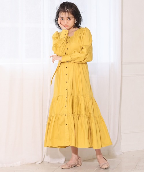 one after another NICE CLAUP（ワンアフターアナザーナイスクラップ）の「ティアードロングワンピース（ワンピース・レディース・イエロー/グリーン/アイボリー・FREE）」の9枚目の写真