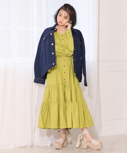 one after another NICE CLAUP（ワンアフターアナザーナイスクラップ）の「ティアードロングワンピース（ワンピース・レディース・イエロー/グリーン/アイボリー・FREE）」の18枚目の写真