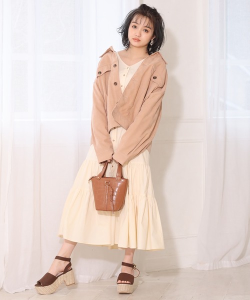 one after another NICE CLAUP（ワンアフターアナザーナイスクラップ）の「ティアードロングワンピース（ワンピース・レディース・イエロー/グリーン/アイボリー・FREE）」の7枚目の写真