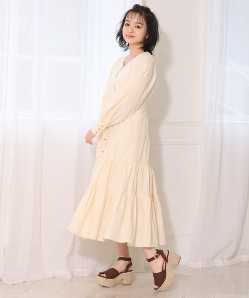 one after another NICE CLAUP（ワンアフターアナザーナイスクラップ）の「ティアードロングワンピース（ワンピース・レディース・イエロー/グリーン/アイボリー・FREE）」の5枚目の写真