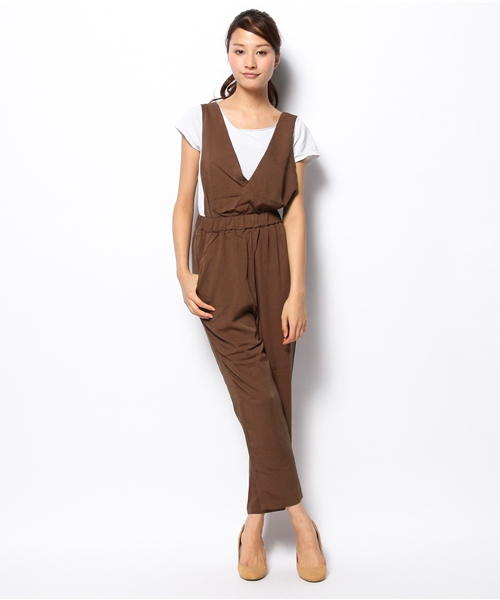 Kastane（カスタネ）の「【Kastane】V開きサロペット（サロペット/オーバーオール・レディース・ブラウン/ブラック・FREE）」の12枚目の写真