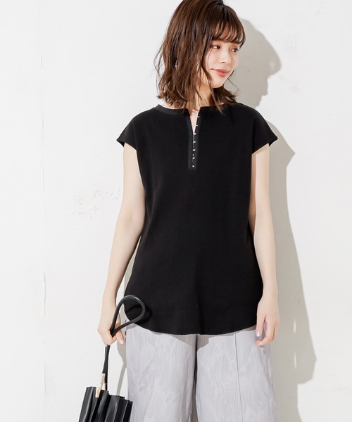 natural couture(ナチュラルクチュール)の「しっかりリブホックがポイントプルオーバー(Tシャツ/カットソー・レディース・ブラック/ベージュ/ブルー/アイボリー/ミント・FREE)」の3枚目の写真
