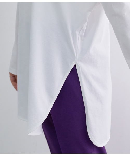 ADAM ET ROPE'（アダムエロペ）の「モックネッククルーネックT（Tシャツ/カットソー・レディース・チャコールグレー/ホワイト・FREE）」の12枚目の写真