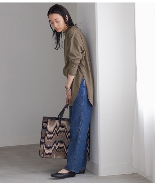 ADAM ET ROPE'（アダムエロペ）の「モックネッククルーネックT（Tシャツ/カットソー・レディース・チャコールグレー/ホワイト・FREE）」の15枚目の写真