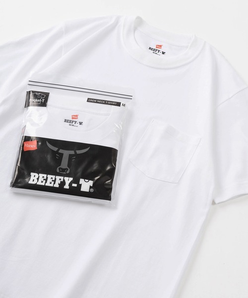 HANES（ヘインズ）の「【0】【Hanes/ヘインズ】 BEEFY-T 1P ポケットTシャツ（Tシャツ/カットソー・メンズ・グレー/ブラック/ホワイト/ネイビー/オリーブ/レッド/グリーン・M/L/XL/S）」の2枚目の写真