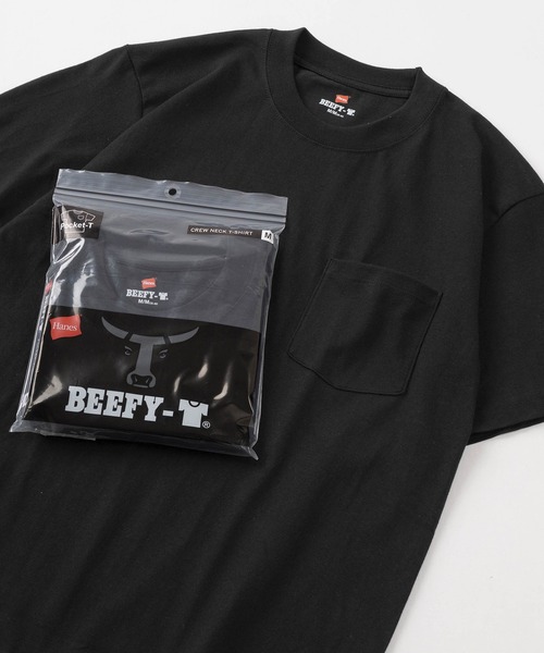 HANES（ヘインズ）の「【0】【Hanes/ヘインズ】 BEEFY-T 1P ポケットTシャツ（Tシャツ/カットソー・メンズ・グレー/ブラック/ホワイト/ネイビー/オリーブ/レッド/グリーン・M/L/XL/S）」の3枚目の写真