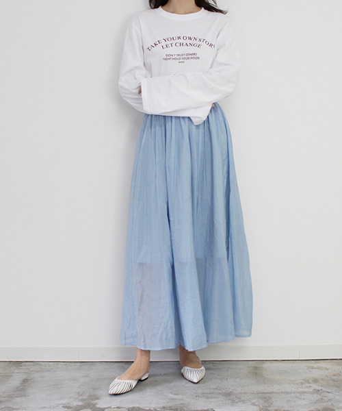 MODE ROBE（モードローブ）の「シアーフレアスカート（スカート・レディース・ホワイト/ブルー・FREE）」の15枚目の写真