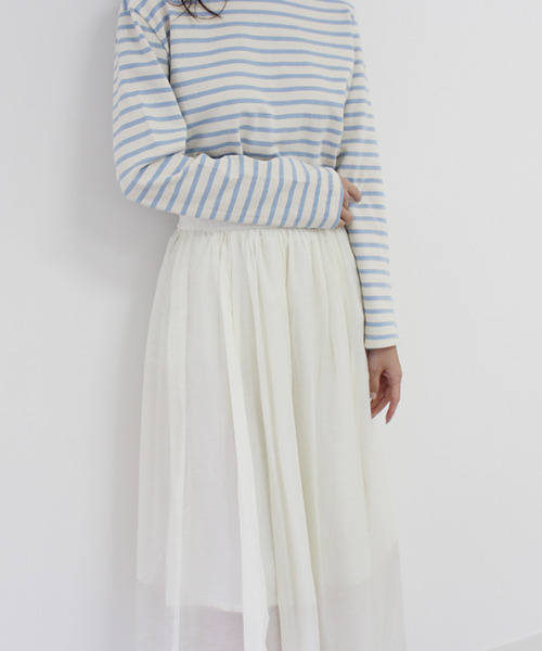 MODE ROBE（モードローブ）の「シアーフレアスカート（スカート・レディース・ホワイト/ブルー・FREE）」の22枚目の写真
