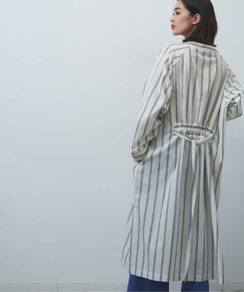 HERENCIA（ヘレンチア）の「マルチストライプ ガウン 前開き ワンピース（ワンピース・レディース・ホワイト系その他/ベージュ系その他・MEDIUM）」の12枚目の写真