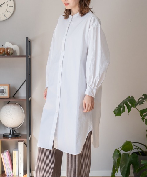 ノーカラーシャツワンピース ブラウスワンピース チュニック シャツワンピース Vitafelice ヴィータフェリーチェ のファッション通販 Zozotown