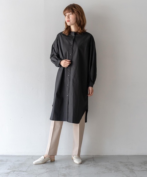 Vitafelice ヴィータフェリーチェ の ノーカラーシャツワンピース ブラウスワンピース チュニック シャツワンピース Wear