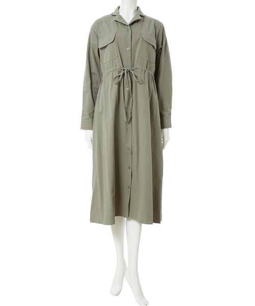 fifth(フィフス)の「ダブルポケットミリタリーワンピース(シャツワンピース・レディース・ベージュ/カーキ・MEDIUM)」の9枚目の写真