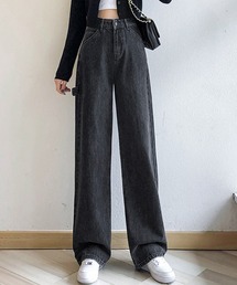 DAY CLOSET | レディース マニッシュストレートハイウエストデニムワイドパンツ(デニムパンツ)