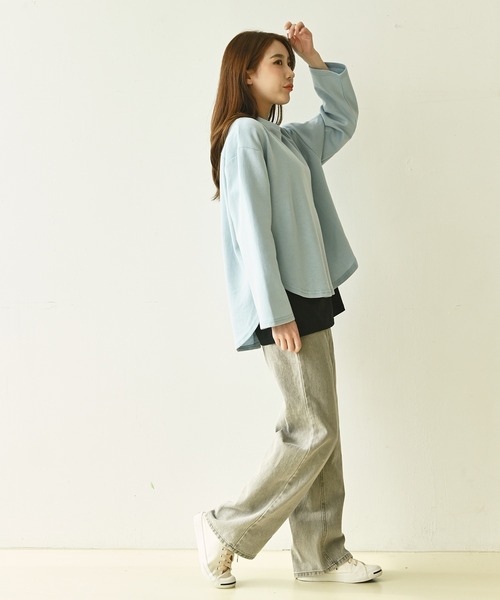 me+em select(ミームセレクト)の「レイヤード半袖T(Tシャツ/カットソー・レディース・アイボリー/ブラック・SMALL/MEDIUM/LARGE)」の1枚目の写真