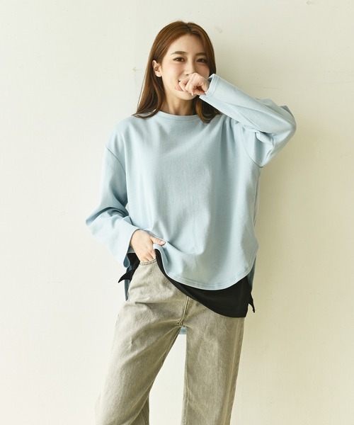 me+em select(ミームセレクト)の「レイヤード半袖T(Tシャツ/カットソー・レディース・アイボリー/ブラック・SMALL/MEDIUM/LARGE)」の19枚目の写真