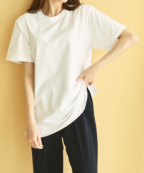 me+em select(ミームセレクト)の「レイヤード半袖T(Tシャツ/カットソー・レディース・アイボリー/ブラック・SMALL/MEDIUM/LARGE)」の7枚目の写真