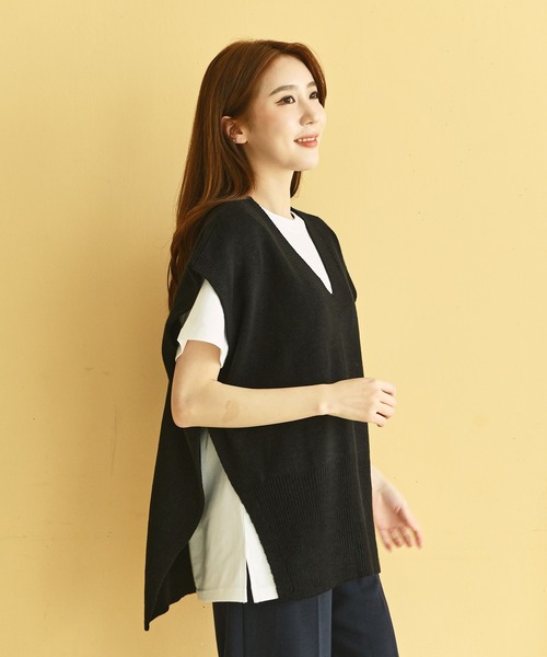 me+em select(ミームセレクト)の「レイヤード半袖T(Tシャツ/カットソー・レディース・アイボリー/ブラック・SMALL/MEDIUM/LARGE)」の17枚目の写真