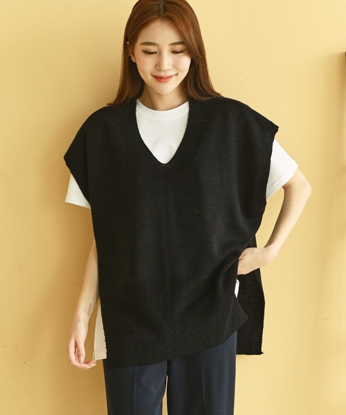 me+em select(ミームセレクト)の「レイヤード半袖T(Tシャツ/カットソー・レディース・アイボリー/ブラック・SMALL/MEDIUM/LARGE)」の4枚目の写真