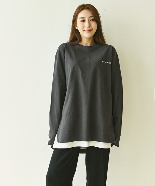 me+em select(ミームセレクト)の「レイヤード半袖T(Tシャツ/カットソー・レディース・アイボリー/ブラック・SMALL/MEDIUM/LARGE)」の13枚目の写真