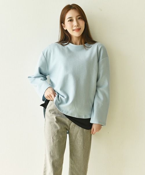 me+em select(ミームセレクト)の「レイヤード半袖T(Tシャツ/カットソー・レディース・アイボリー/ブラック・SMALL/MEDIUM/LARGE)」の6枚目の写真