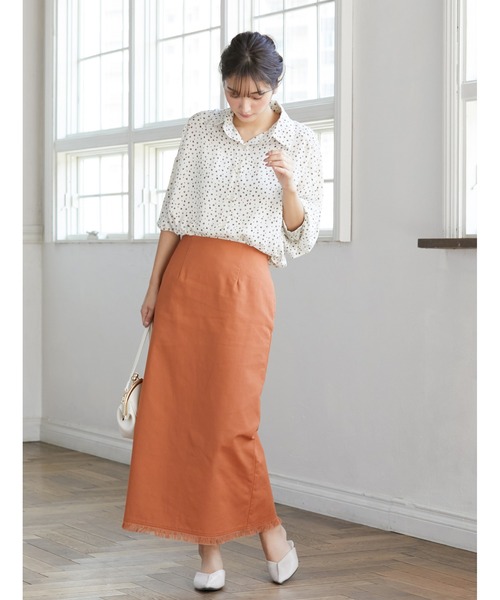 fifth（フィフス）の「裾フリンジ麻混タイトスカート（スカート・レディース・ベージュ/パープル/オレンジ・MEDIUM）」の22枚目の写真