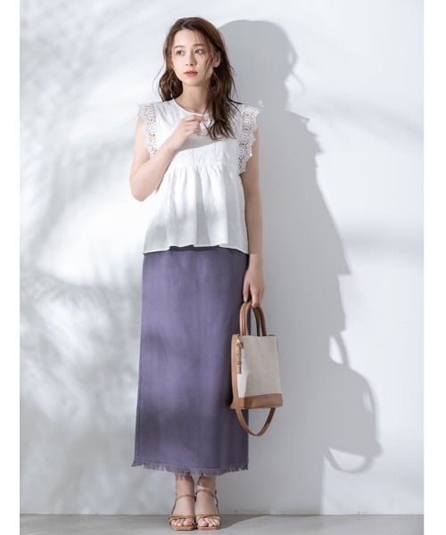 fifth（フィフス）の「裾フリンジ麻混タイトスカート（スカート・レディース・ベージュ/パープル/オレンジ・MEDIUM）」の13枚目の写真