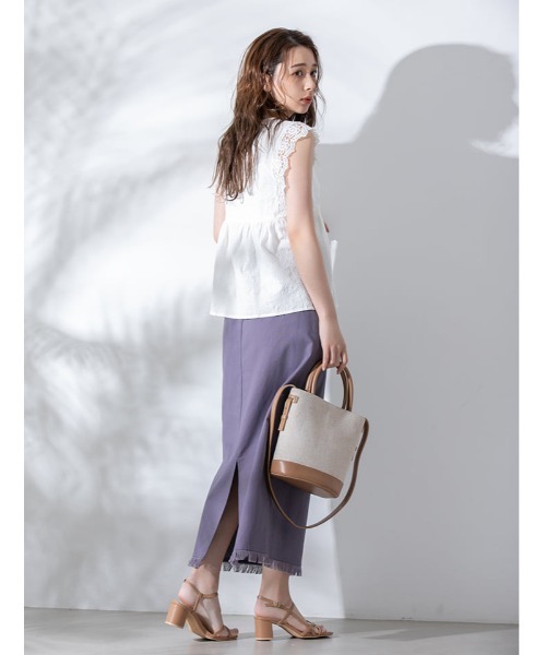 fifth（フィフス）の「裾フリンジ麻混タイトスカート（スカート・レディース・ベージュ/パープル/オレンジ・MEDIUM）」の16枚目の写真