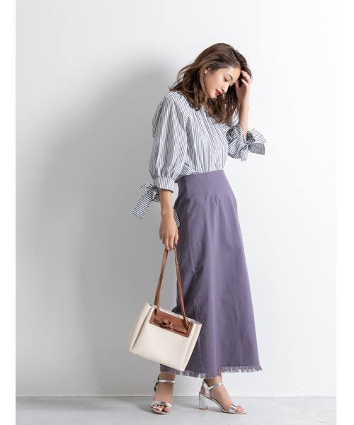 fifth（フィフス）の「裾フリンジ麻混タイトスカート（スカート・レディース・ベージュ/パープル/オレンジ・MEDIUM）」の7枚目の写真