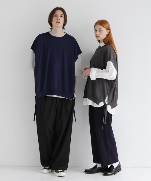 LILL(リル)の「サイドレーススリットビッグシルエットニットベスト(ベスト・メンズ・ネイビー/ブルー/チャコール・S/M/L)」の22枚目の写真