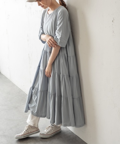 PUAL CE CIN(ピュアルセシン)の「ティアードワンピース(ワンピース・レディース・ブラック/ベージュ/ブルー・FREE)」の17枚目の写真