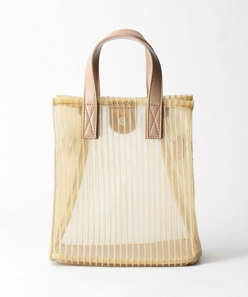 BEAUTY&YOUTH UNITED ARROWS（ビューティーアンドユースユナイテッドアローズ）の「BY スクエアチュールストライプ ミニトートバッグ　-2WAY- ◆（トートバッグ・レディース・ブラック/ベージュ・FREE）」の5枚目の写真