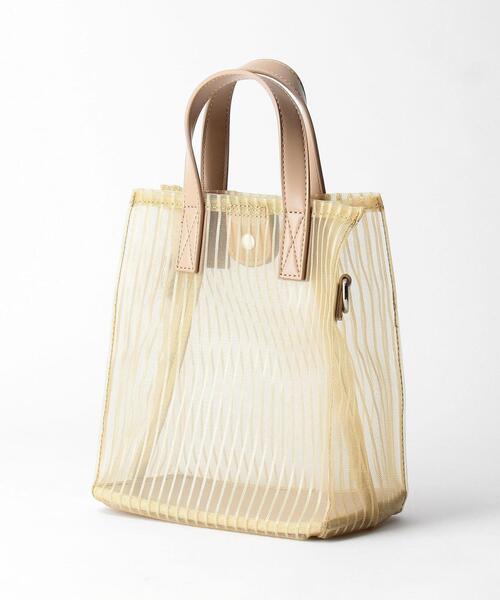 BEAUTY&YOUTH UNITED ARROWS（ビューティーアンドユースユナイテッドアローズ）の「BY スクエアチュールストライプ ミニトートバッグ　-2WAY- ◆（トートバッグ・レディース・ブラック/ベージュ・FREE）」の3枚目の写真