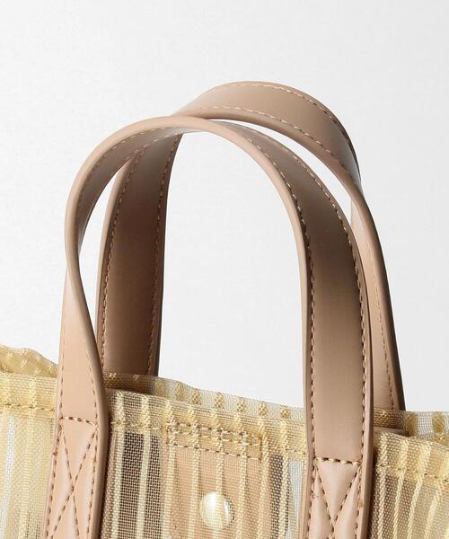 BEAUTY&YOUTH UNITED ARROWS（ビューティーアンドユースユナイテッドアローズ）の「BY スクエアチュールストライプ ミニトートバッグ　-2WAY- ◆（トートバッグ・レディース・ブラック/ベージュ・FREE）」の11枚目の写真