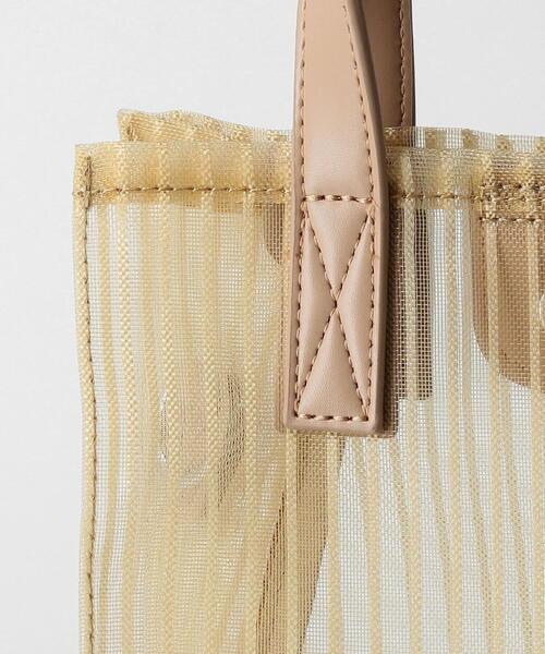 BEAUTY&YOUTH UNITED ARROWS（ビューティーアンドユースユナイテッドアローズ）の「BY スクエアチュールストライプ ミニトートバッグ　-2WAY- ◆（トートバッグ・レディース・ブラック/ベージュ・FREE）」の6枚目の写真