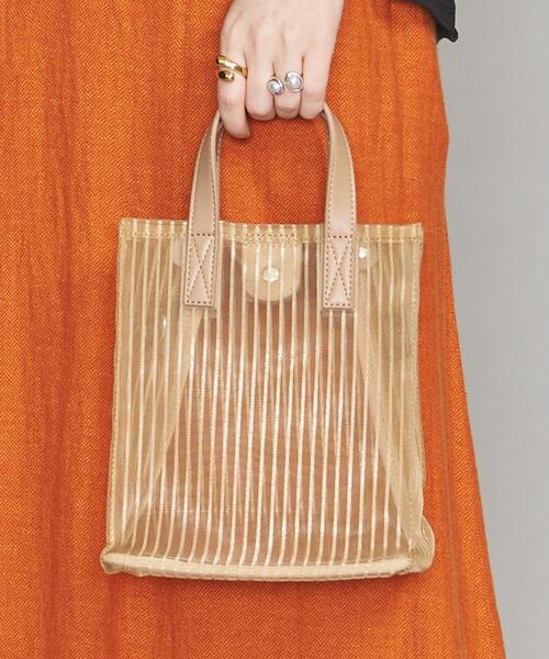 BEAUTY&YOUTH UNITED ARROWS（ビューティーアンドユースユナイテッドアローズ）の「BY スクエアチュールストライプ ミニトートバッグ　-2WAY- ◆（トートバッグ・レディース・ブラック/ベージュ・FREE）」の22枚目の写真